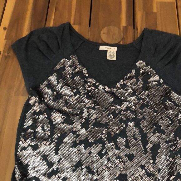 DKNY Sequin Mini Dress Grey Women’s Size Extra Small Short Sleeve Shirt - Picture 9 of 12